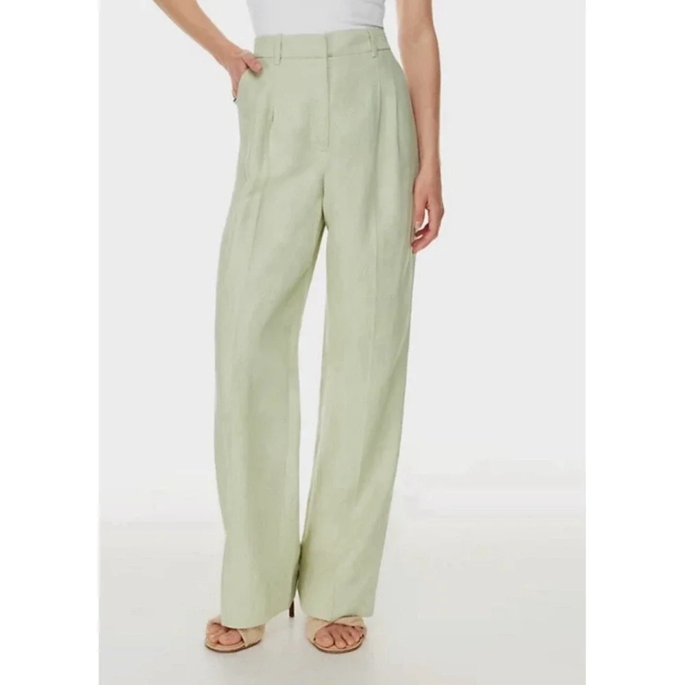 Aritzia Wilfred‎ The Effortless Sage Linen High Waist Women's Pants Wide Leg 12